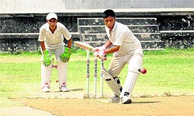Eyeing the ball: A player in action during a match between Chandigarh Baptist School, Sector 44, and Ashiana Public School, Sector 46, at St Josephs School, Sector 44, Chandigarh, on Monday.