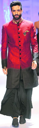 A model showcases a Shantanu Nikhil creation