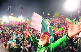 Supporters of opposition politician Imran Khan hold anti-government protest at Parliament in Islamabad