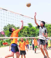 A match in progress during the ongoing Inter-School Volleyball Championship for Boys and Girls at Government Model Senior Secondary School, Sector 26, in Chandigarh on Tuesday. Tribune Photo: Manoj Mahajan