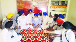 Members of HSGMC during an executive body meeting at Dera Karsewa in Kurukshestra on Tuesday