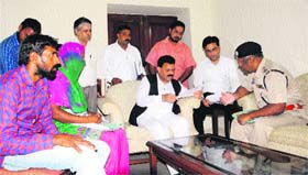 The National SC Commission vice-chairperson, Dr Rajkumar Verka (centre), hears complaints at a camp court at the Circuit House in Amritsar on Wednesday