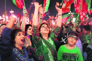 Imran Khan supporters at a rally in Islamabad. The demonstrations led by Imran Khan and Tahir-ul-Qadri enjoy the backing of the military establishment