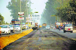 Two newly-carpeted roads in faridabad.