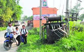 A transformer installed without a security fence at Rangpur Mulanian village in Jammu district