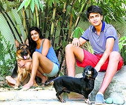 Bhalu (German Shepherd) and Rhino with the proud owners