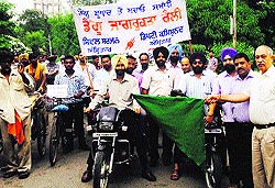 The participants at a malaria awareness rally in Amritsar on Wednesday