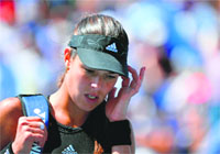 Ivanovic walks off the court after losing the match in New York on Thursday