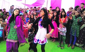 Gorkha community members dance in Mussoorie to celebrate the festival.