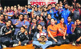 The award winners in a jubilant mood at Tagore Theatre, Sector 18, Chandigarh, on Friday.