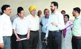 Hussan Lal, MD, Punjab Health System Corporation, during his visit to the Civil Hospital in Bathinda on Saturday.