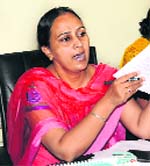 Principal Sarabjit Kaur Sra shows the letter issued by the management committee in Bathinda on Saturday.