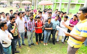 Amninder Mann, Dean Student Welfare, announces the final list of candidates contesting the election at DAV College, Sector 10, on Saturday