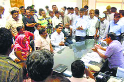 Local politicians, NGO members and social workers hold a meeting with the SP in Jind on Saturday.