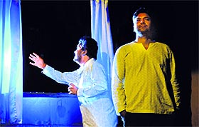 Artists perfom during a play at the four-day theatre festival at Punjab Natshala in Amritsar on Sunday.