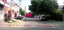 The rope which injured many people on Ajit Road in Bathinda on Sunday