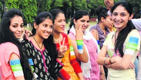 Campaign: Supporters of the NSUI-HIMSU-NSO during the poll campaign on Sunday