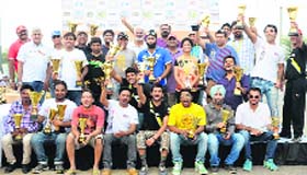Winners in a jubilant mood after a car rally at Sarangpur village in Chandigarh on Sunday