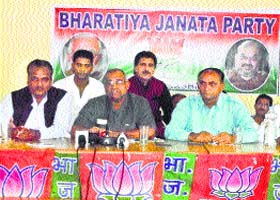 BJP leaders at a function in Srinagar on Sunday