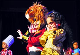 Children perform during the annual prize distribution function at Guru Nanak Public School, Sarabha Nagar, in Ludhiana.