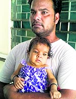 Harsh Verma with her 7-month-old daughter Samridhi at the Jalandhar ESI hospital