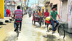 The main road in Partap Nagar faces the problem of waterlogging due to poor drainage system in Bathinda.