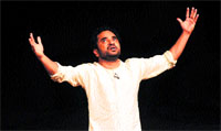 Punjabi actor Rana Ranbir performs a solo play, Khetan Da Putt at Tagore Theatre, Sector 18, Chandigarh, on Monday.