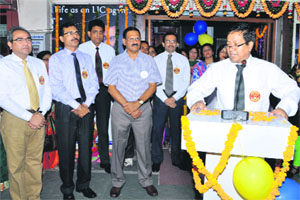 Subhash Chander, senior divisional manager, LIC, Chandigarh Division, addresses a gathering in Chandigarh.