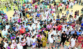 Supporters come out in large numbers for a rally taken out by PUSU at the UIET at Panjab University on Monday. 