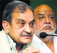 BJP leader Birender Singh talks to the media in Chandigarh