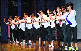 Students participate in a freshers party at the Khalsa College for Women, Civil Lines. 