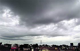 Dark clouds hover over the region bringing respite from the scorching heat.