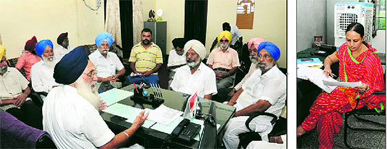 The management committee of Guru Nanak Dev Public School took over the principals office; and (right) principal Sarabjit Kaur Sra sits in the staff room of the school in Bathinda on Tuesday. 