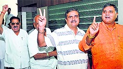 BJP ticket aspirants from the Karnal Assembly constituency before giving the interview on Tuesday