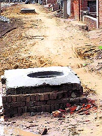 A newly constructed manhole in Sirsa