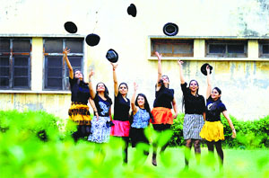 Girls enjoy the pleasant weather in Ludhiana on Tuesday