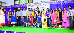 Students are all smiles during a freshers party at the LRDAV College in Jagraon on Tuesday