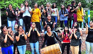 Students worries for the approaching mid-term exams go up in the air as poll fever grips MCM DAV College in Sector 36, Chandigarh, on Wednesday