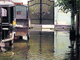 Sewage accumulated near a house in Doraha. 