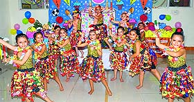 Students of Bal Bharati Public School present a dance in Ludhiana.