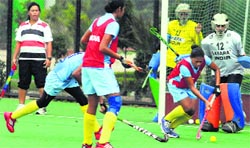 Indian womens hockey team during a practice session at Major Dhyan Chand National Stadium in New Delhi on Wednesday. Tribune photo:Manas Ranjan Bhui
