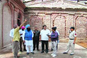 Punjab Tourism Minister Sohan Singh Thandal (second from left) and Deputy Commissioner Ravi Bhagat visit the Gobindgarh Fort in Amritsar
