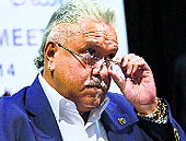 UB Group chairman Vijay Mallya at a press conference after the AGM of United Breweries in Bengaluru on Thursday