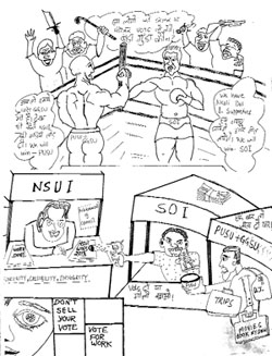 These cartoons have been distributed among students.