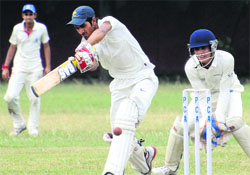 A match in progress between Himachal and Madhya Pradesh at Yadavindra Public School in Mohali on Thursday. Tribune photo: Vicky Gharu