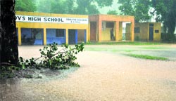 A government school in RS Pura lies inundated after heavy rain on Thursday. Tribune Photo: Anand Sharma