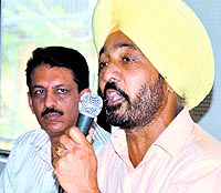 Ravinder Singh, Chairman of the Punjab Pollution Control Board, addresses a press conference in Ludhiana on Thursday