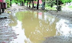 A waterlogged street at Police Lines in Ludhiana