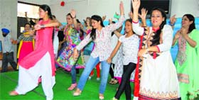 Students join the faculty to celebrate Teacher's Day at Oakridge International School in Mohali.