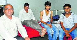 Injuried students admitted to the Civil Hospital in Sundernagar on Friday. Photo: Mahesh Chander Sharma